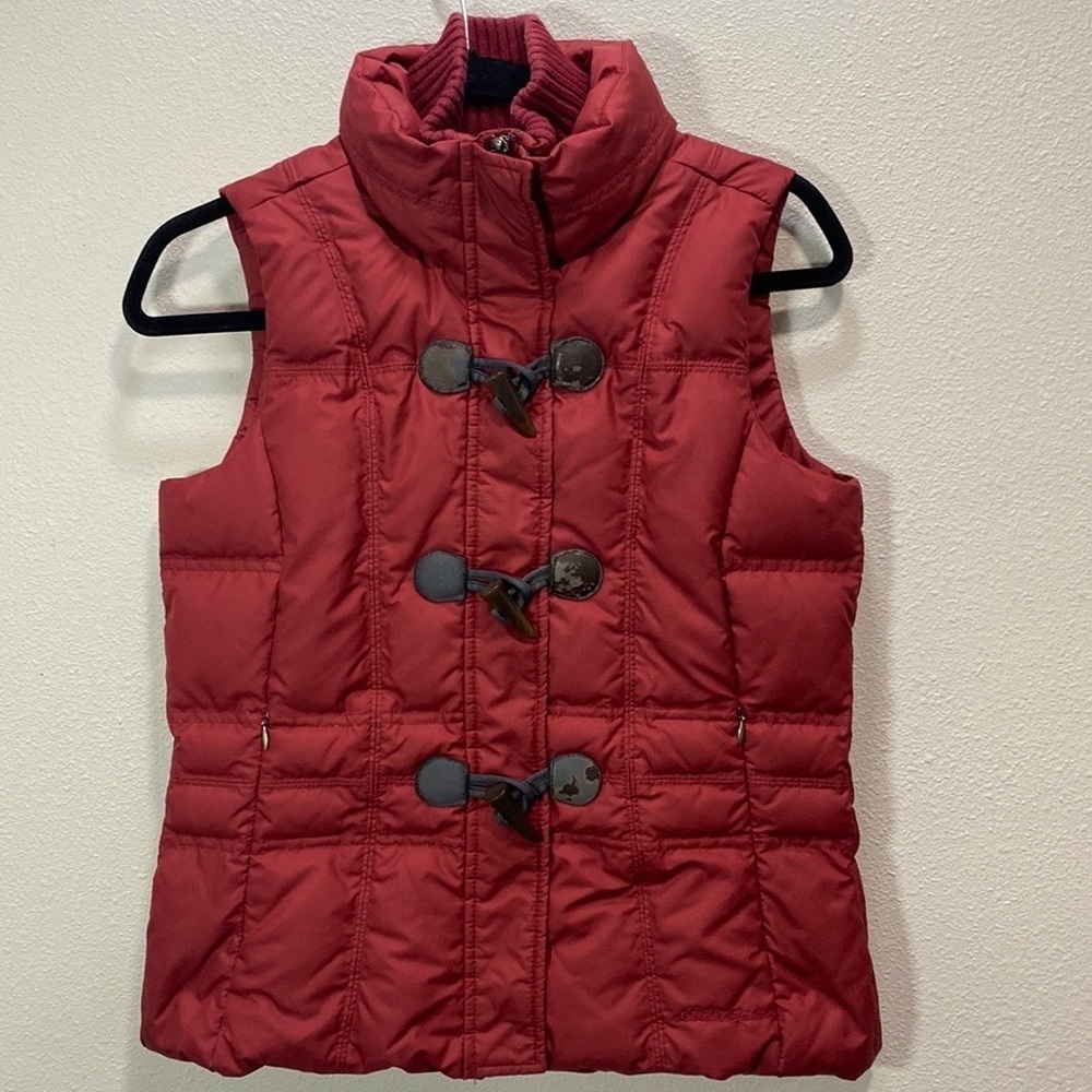Eddie Bouer goose down vest red quilted puffer